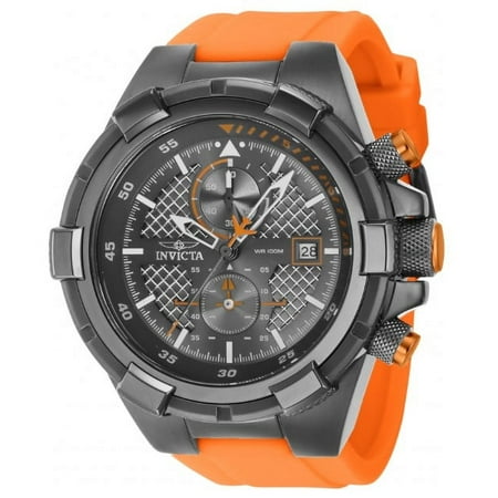 Invicta 39377 Aviator Grey/White Chronograph Dial Orange Silicone Band Men's Watch