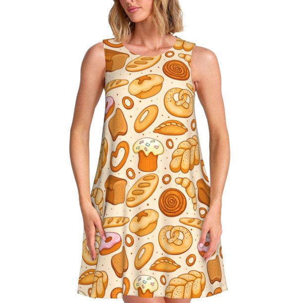 Balery Various Bread Vestidos de verano para mujer con estampado: vestido holgado sin mangas, vestido playero informal y cómodo para días calurosos.