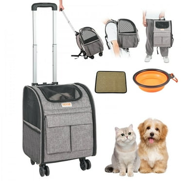 Airline Approved Rolling Backpack with Removable Wheels for Dogs & Cats Up to 18LBS - Large Soft Sided Design, Upgraded Wheels, Ideal for Travel with Small Dogs and Medium Cats