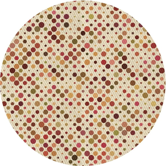 Ahgly Company Machine Washable Indoor Round Transitional Vanilla Gold Area Rugs, 7' Round