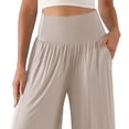 thumbnail image 4 of JGGSPWM Capri Pants for Women Low Rise Wide Leg Yoga Capris Summer Cute Going Out Flowy Pants Loungewear Trendy Streetwear Beige XXL, 4 of 5