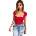 thumbnail image 2 of Body Escote Cuadrado Manga Corta Mujer Panti Blusa Elegante, 2 of 7