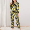 thumbnail image 2 of Lsque Orchids Flowers Pattern Long Sleeve Pajama Set for Women - Soft 2-Piece Sleepwear and Loungewear Set with Pockets, Comfy Nightwear-Small, 2 of 7