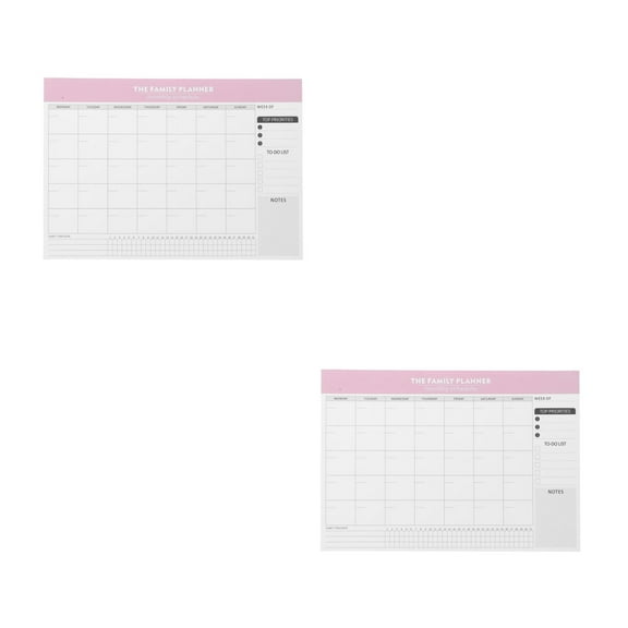 WORGEOUS 2pcs Monthly Planner Notepad Undated Weekly Daily Calendar Habit Tracker Journal Task Checklist for Home Office and Classroom Pink