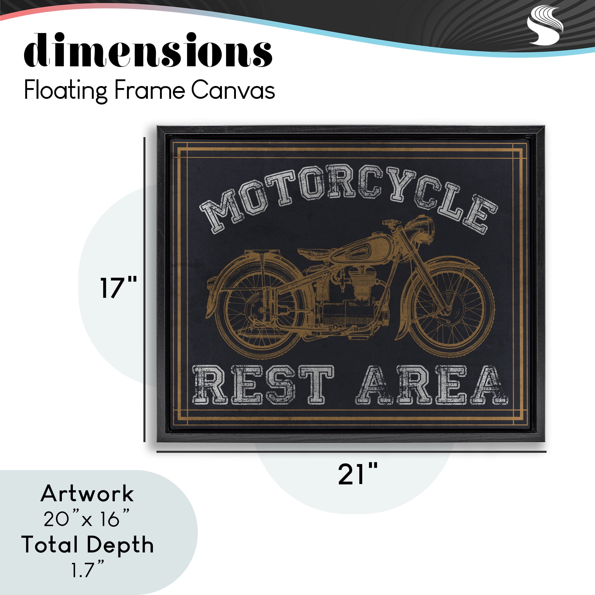 Stupell Industries Motorcycle Rest Area Black Framed Floater Canvas Wall Art, design by Marcus Prime