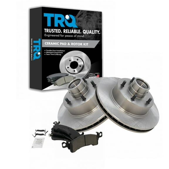 TRQ Front Disc Brake Rotors & Posi Ceramic Pads Kit Set Fits Select Buick Cadillac Chevy GMC