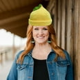 thumbnail image 4 of Jiibva Fruit Crochet Hats for Women - Handmade Knitted Beret with Lemon Designs, Cute Foldable Slouchy Beanie, Winter Warm Hat Gift for Teens Adults, 4 of 7