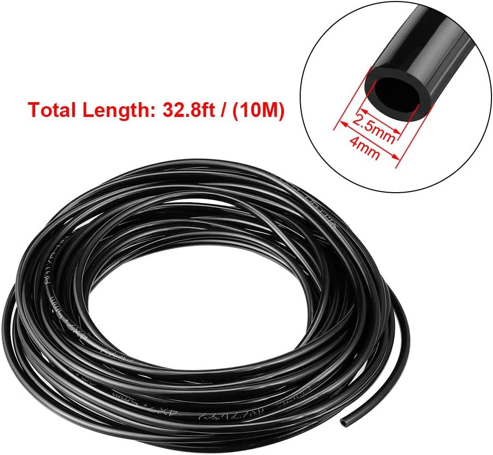 MKEUDQ-Pneumatic Air Tubing, 4mm ODx2.5mm ID 10 Meter 32ft PU Polyurethane Air Compressor Tube Hose Pipe, Black