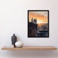 thumbnail image 2 of Rooftop Romance Watercolour Painting Blue Orange Couple Watching City Sunset Bedroom Art Art Print Framed Poster Wall Decor 12x16 inch, 2 of 5