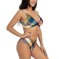 thumbnail image 6 of PAYOHTO Women's Cross Front Bikini Set with High Elasticity Soft Padding Gingham Check Plaid Pattern Bathing Suit Crop Top Swimsuit, 6 of 9