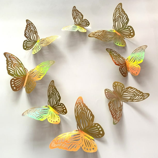 De Pegatinas De Pared De Mariposa 3D, Decoración De Mariposa Hueca, Manualidades Decorativas Artesanales Para Dormitorio Y Decoración Para Sala De Estar 12 Unidades/Juego Eigraketly HA042602-05