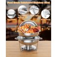 thumbnail image 3 of Kojooin Plats Ronds Frotteurs pour Buffet 2 Pack, Serveurs et Réchauffeurs en Acier Inoxydable 5QT avec Couvercle Ensemble Complet, Réchauffeurs de Nourriture pour Restauration, Fêtes, Mariage (Argent), 3 of 8