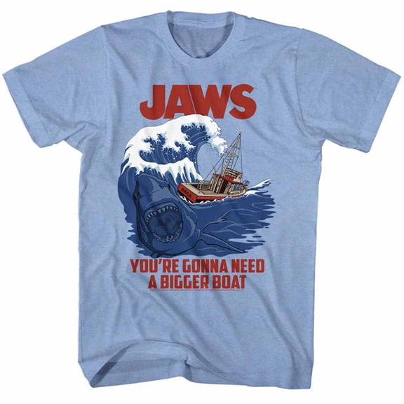 Jaws Swell Text Blue Heather Adult T-Shirt