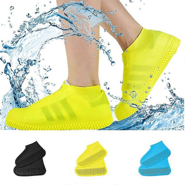 CHAO Fundas impermeables para zapatos, fundas de silicona reutilizables para zapatos para hombres y mujeres, l, amarillo
