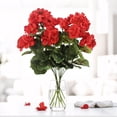 thumbnail image 4 of Flores artificiales de geranio rojo para exteriores y interiores, tallos de geranio sintéticos resistentes a los rayos UV con flores completas para jardineras, decoración de jardines, patios y porches, 4 of 9