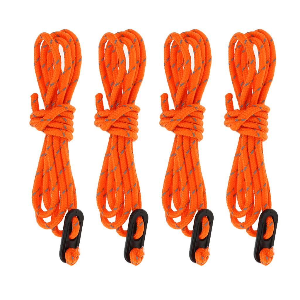 4pcs Reflective Guyline Tent Rope Outdoor Camping Tarp Cord aa Canopy Guy Line with Rope Runners
