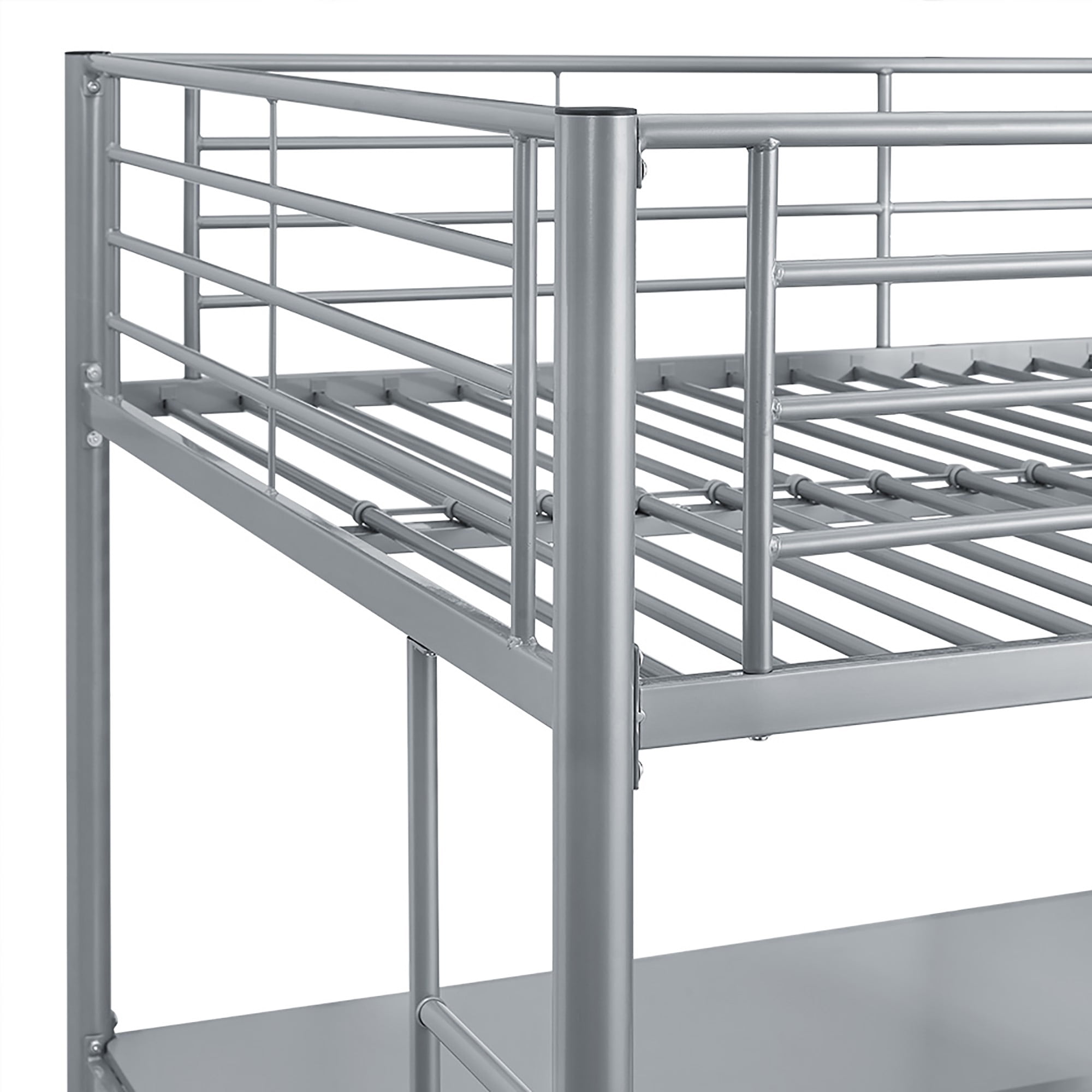 Walker Edison Full Size Premium Metal Loft Bed - Silver