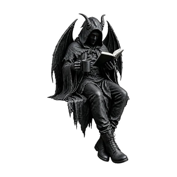 Ailaofu Halloween Gothic Dark Figure Hooded Reader Statue Mysterious Book Decor For Bookshelf Desk Mantel Display
