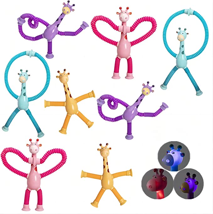 8PCS Children Suction Cup Toys Pop Tubes Stress Relief Telescopic