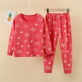 thumbnail image 2 of Toddler Baby Girl Pajama Set Kids Little Boys Girls 2PCS Sleepwear Soft Cotton Solid Pajamas Sets for 2-12 Years Long Sleeve Home Wear Pajamas Boys Long Sleeve Sleepwear 2 Piece Pjs Set, 2 of 6