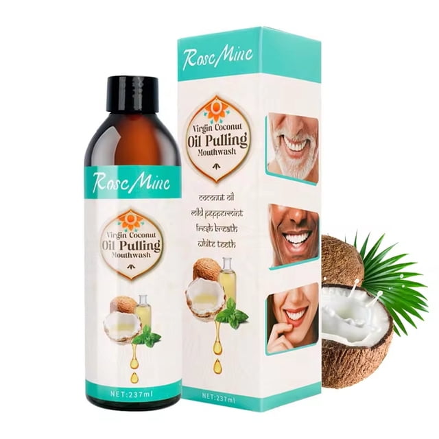 Limpieza de extracción de aceite con aceite con raspador de lengua dentro de la caja: enjuague bucal natural y gratuito para ayudar con un aliento fresco