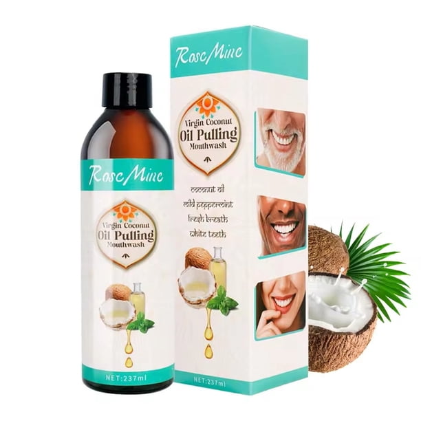 Clean Oil Pulling With Oil With Tongue Scraper Inside The Box - Natural, Free Mouthwash To Help With Fresh Breath, Teeth Whitening And Healthier Teeth & Gums 237ml