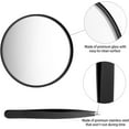 thumbnail image 2 of Wattne Magnifying Mirror, 3.5 Inch 20X Mirror & 10X Magnifier Mirrors with 2 Suction Cups, Small Travel Magnifying Mirror and Tweezers Kit for Eyebrow Tweezing, Blackhead Blemish Removal (Black), 2 of 6