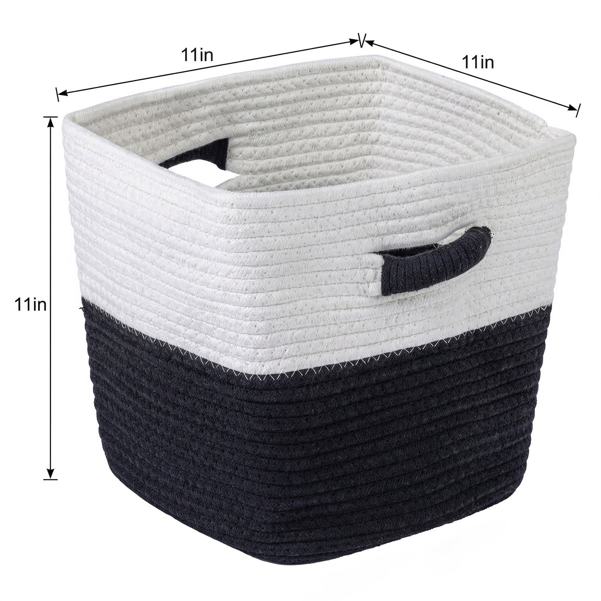 Unique Bargains Woven Storage Basket Shelf Closet Black White 11*11*11in