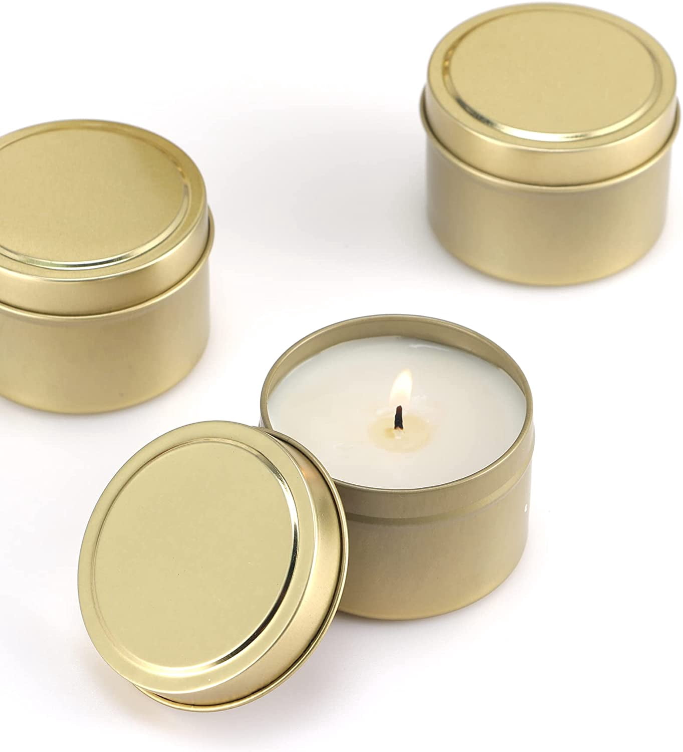 24pcs Gold Candle Tins, 4oz, DIY Candle Making Kit, Storage Jars, Adult, Unisex, Traditional, Christmas