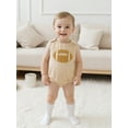 thumbnail image 6 of BemeyourBBs Baby Boy Romper Football Embroidery Stripe Print Round Neck Jumpsuit, 6 of 9