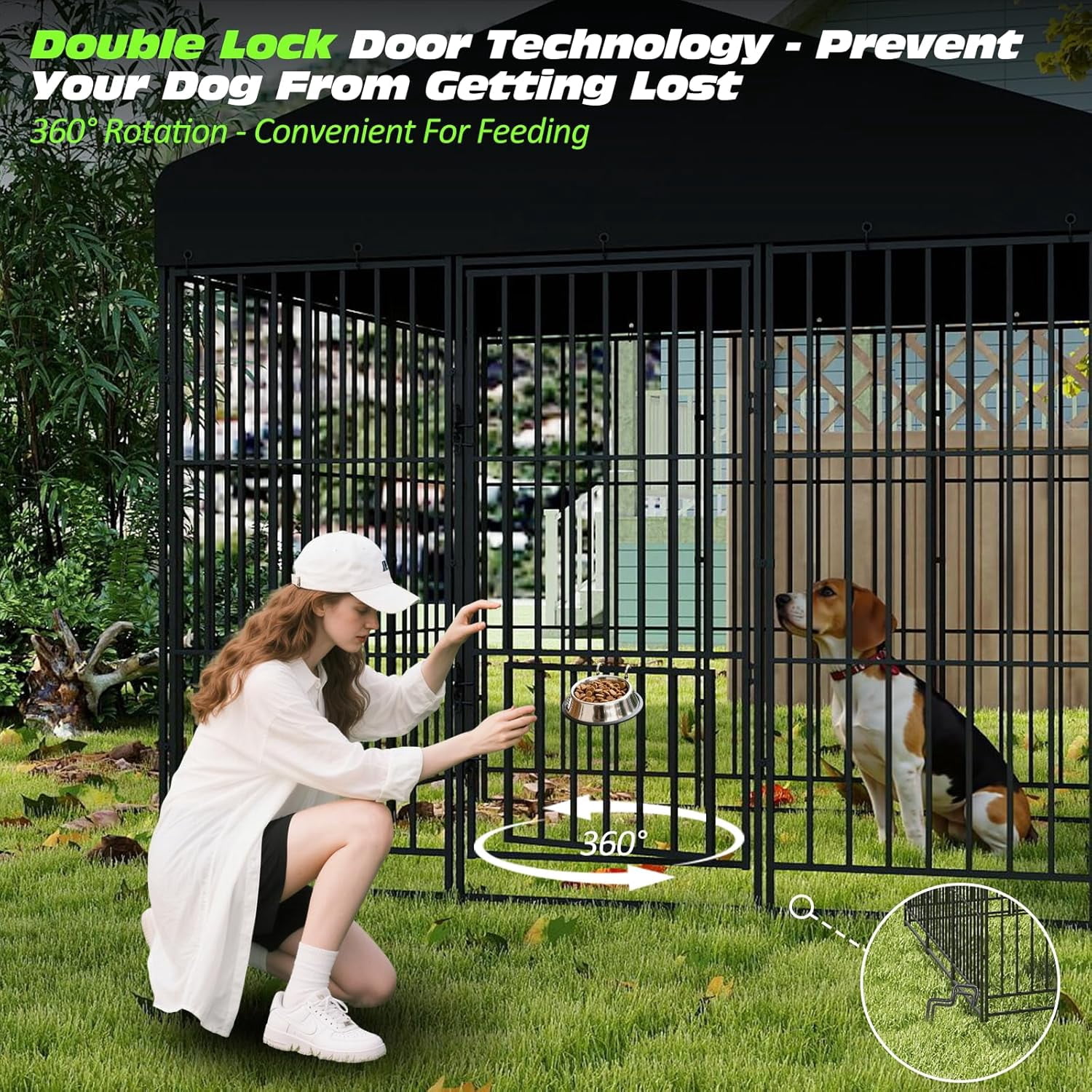Large Dog Kennel Outdoor with Double Safety Locks 73''x72''x71'' Heavy Duty Welded Wire Steel Pet Pen Dog Enclosure with UV-Resistant Waterproof Roof