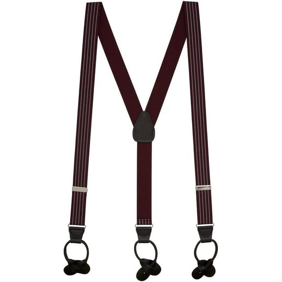 Suspender Store Pinstripe Pattern Suspenders - 1.25-Inch Wide Elastic - Y-Back - Button - 4 Colors