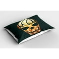 thumbnail image 2 of Ambesonne Gothic Pillow Sham 2 Pack, Skull Fractal Effects, 30"x20", Pale Caramel Dark Grey, 2 of 3