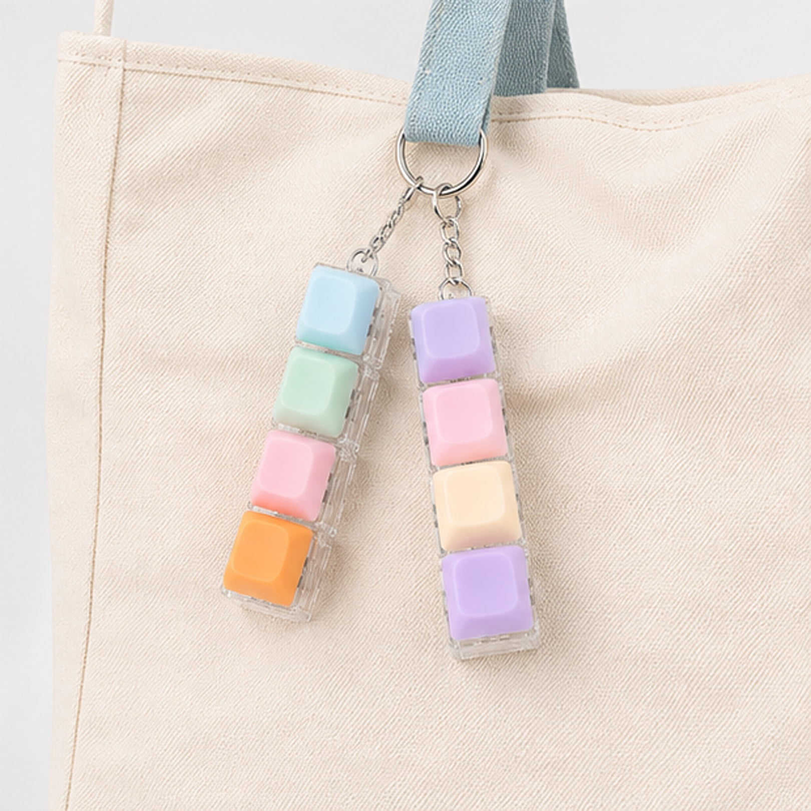 Keyboard Button Fidget Keychain Mini Clicker Toy for Office Desk and Daily Relaxation Colorful Keyboard Chain- 2 pcs