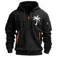 thumbnail image 2 of SGFCWSX Mens Hooded Full Zip Sweatshirt Men with Pockets Graphic Casual Fleece Jacket Black Size 2XL, 2 of 2