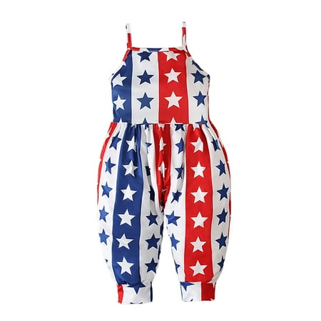 

VerPetridure Baby Girl Boho Romper Girls Children s Summer Independence Day Romper Sling Sleeveless Backless Short Jumpsuit