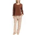 thumbnail image 6 of MUK LUKS Womens Pajama 2-Piece Set, Super Soft Long Sleeve Shirt and Pants, Sweater Weather,Pijama De Mujer, Caramel Leopard, S, 6 of 6