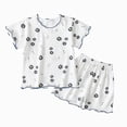 thumbnail image 4 of Paguaki Girls' Pajama Sets 2 Lounge Sets Graphic Short Sleeve Crew Neck Top Elastic Waist Shorts Loungewear Sets Summer 2 Outfits, 4 of 4