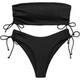thumbnail image 1 of Trajes de baño bandeau de 2 piezas para mujer Conjunto de bikini acanalado con lazos laterales M, 1 of 4