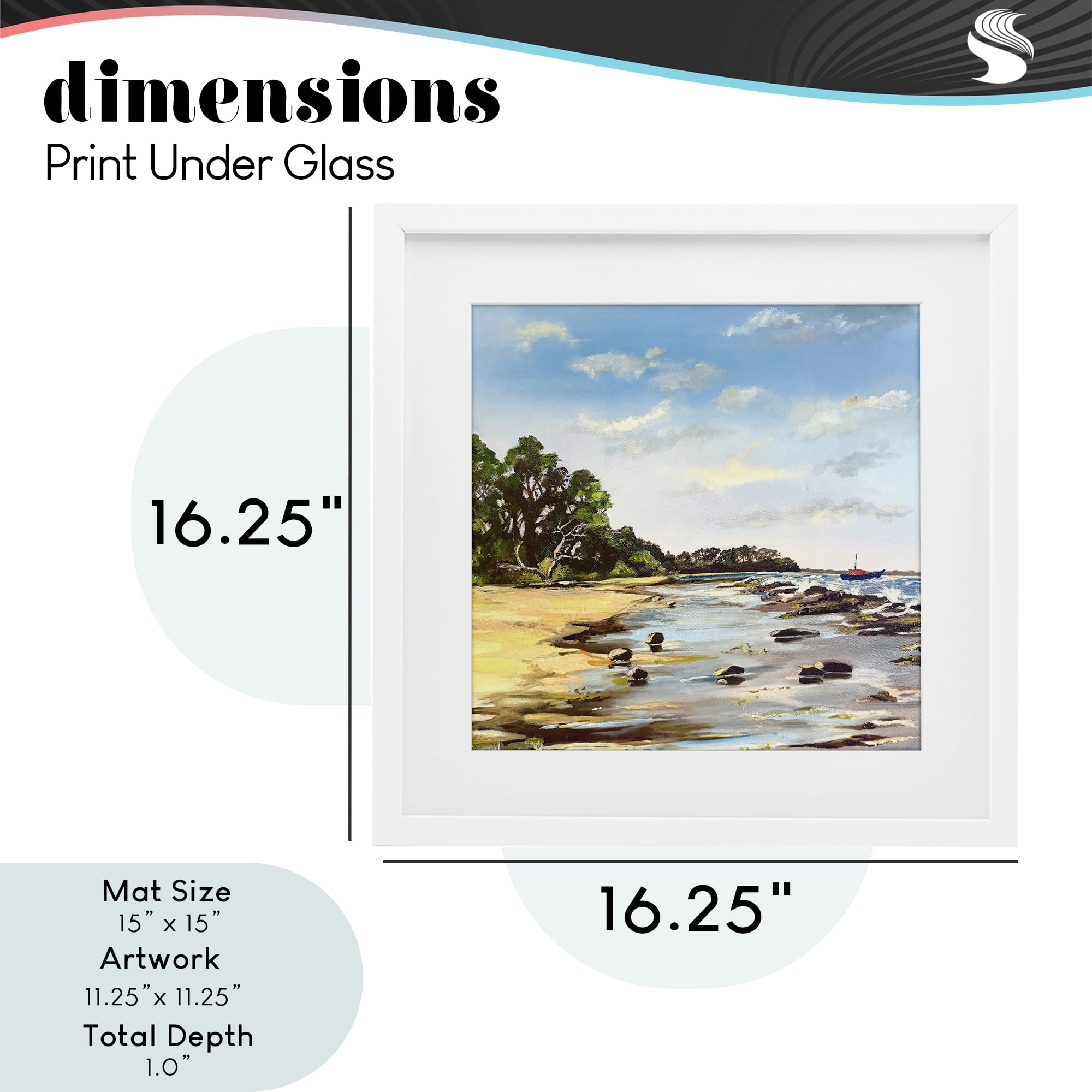 Low Tide Seascape White Framed Print Under Glass, design by Patricia Reynolds