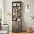 thumbnail image 2 of Portemanteau avec Banc et Rangement pour Chaussures, Porte-Manteau avec Banc à Chaussures et Crochets, Meuble d'Entrée, Porte-Manteau pour Entrée Chambre, Style Farmhouse, 2 of 7