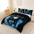 thumbnail image 3 of Castle Fairy Glam Black Woman Duvet Cover King,Bling Starry Sky Print King Bedding,Blue Silver,Black Reversible,1 Duvet Cover and 2 Pillowcases, 3 of 6