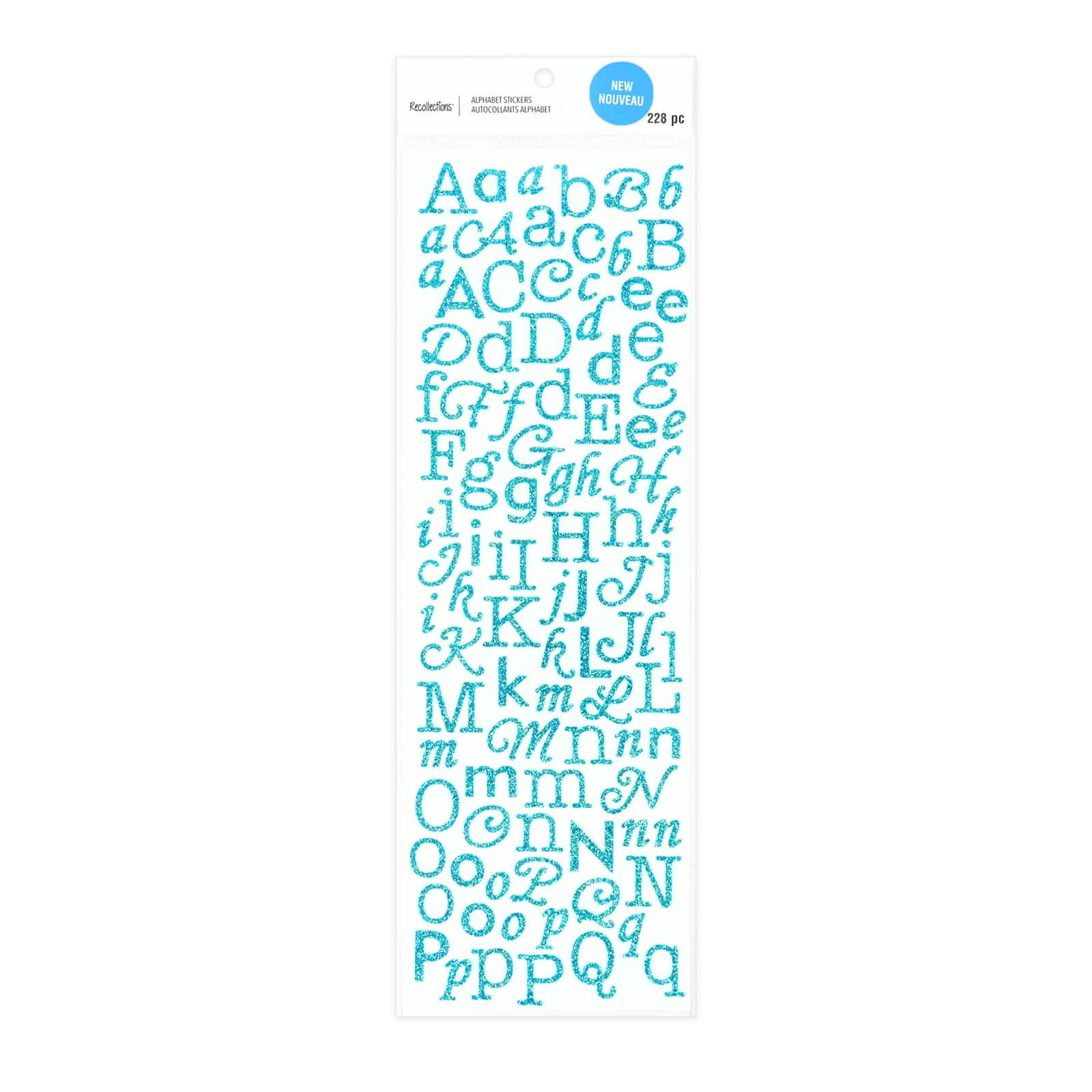 Recollections Teal Glitter Alphabet Stickers, 12 Packs: 228 ct. (2,736 total)