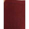thumbnail image 5 of Women's Lace Floral Skirts Ruffle Hem High Waist Cocktail Midi Skirt S Wine Red, 5 of 6
