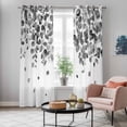 thumbnail image 5 of Gray Botanical Kitchen Curtains 96 Inch Length, Watercolor Spring Summer Eucalyptus Leaves Grommet Top Bedroom Living Room Curtains, Light Filtering Cafe Curtain Drapes 2 Panels Set 104''x96'', 5 of 9