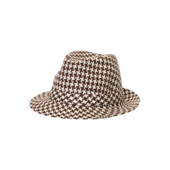 Top Headwear Houndstooth Fedora - Brown/White