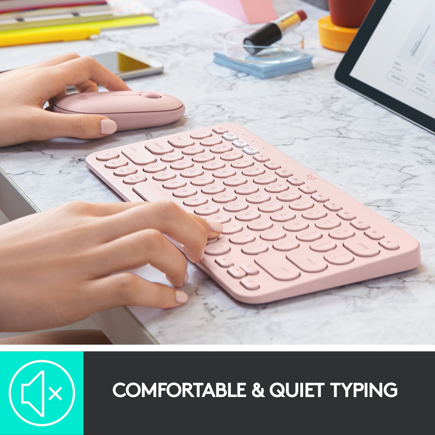 Logitech K380 Multi-Device Bluetooth Keyboard for Mac, Easy-Switch, MacBook Pro, MacBook Air, iMac, iPad Compatible, Rose