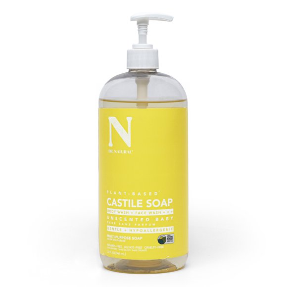 Dr. Natural Castile Liquid Soap, Multipurpose Soap, Unscented Baby, 946 ml
