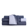 thumbnail image 2 of Riley Home Ensemble de Draps en Flanelle, Bleu Marine, Grand Lit, 2 of 4