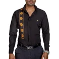 thumbnail image 1 of Camisa Hombre Casual Negra Franja Flores Cempasuchil Moon Ra, 1 of 6